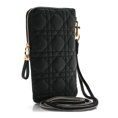 Christian Dior Supple Calfskin Cannage Caro Multifunctional Pouch Black 4 of 15