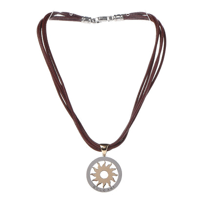 Bulgari 18K Yellow Gold Stainless Steel Tondo Sun Pendant Necklace 3 of 8