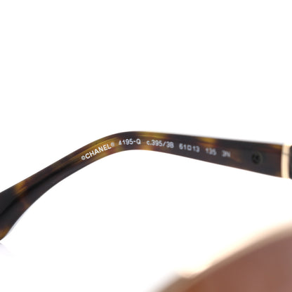 Chanel Lambskin Quilted CC Aviator Sunglasses 4195-Q Brown Gold 5 of 7