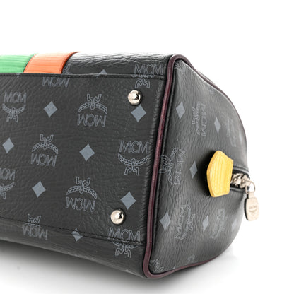 MCM Visetos Striped Munich Lion Small Boston Satchel Black 11 of 17