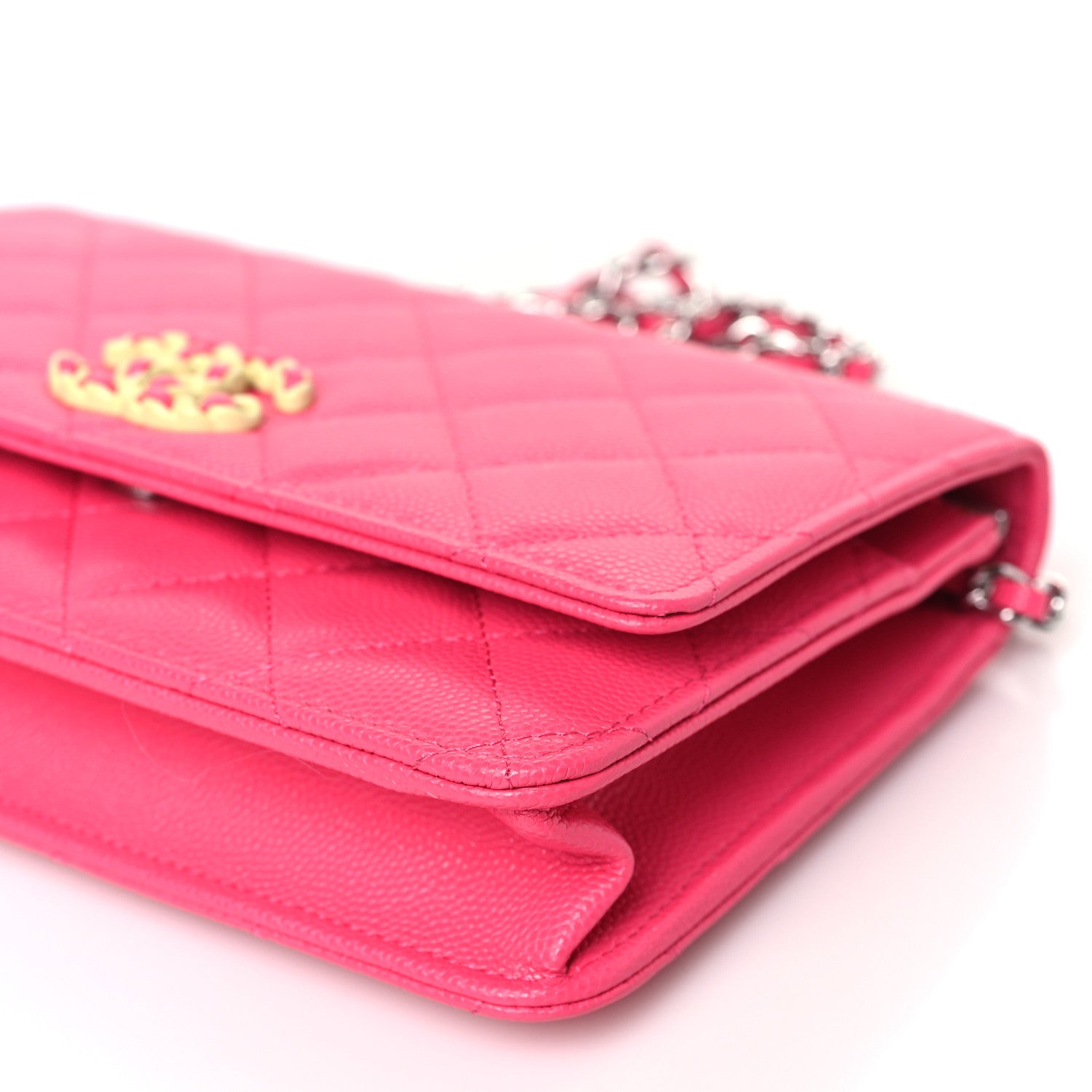 Chanel Caviar Quilted Chanel 19 Wallet On Chain WOC Dark Pink 10 of 10