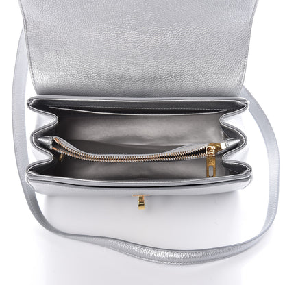 Celine Laminated Grained Calfskin Small 16 Top Handle Bag Silver 5 of 9