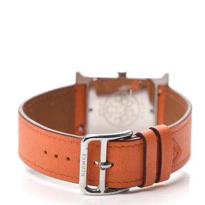 Hermes Stainless Steel Swift 26mm Heure H Hour Quartz Watch Orange 3 of 5