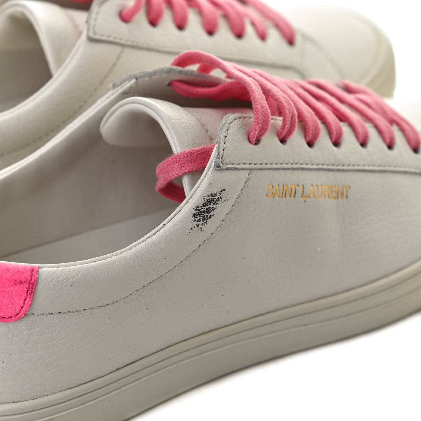 Grained Calfskin Andy Low Top Sneakers 35 White Pink