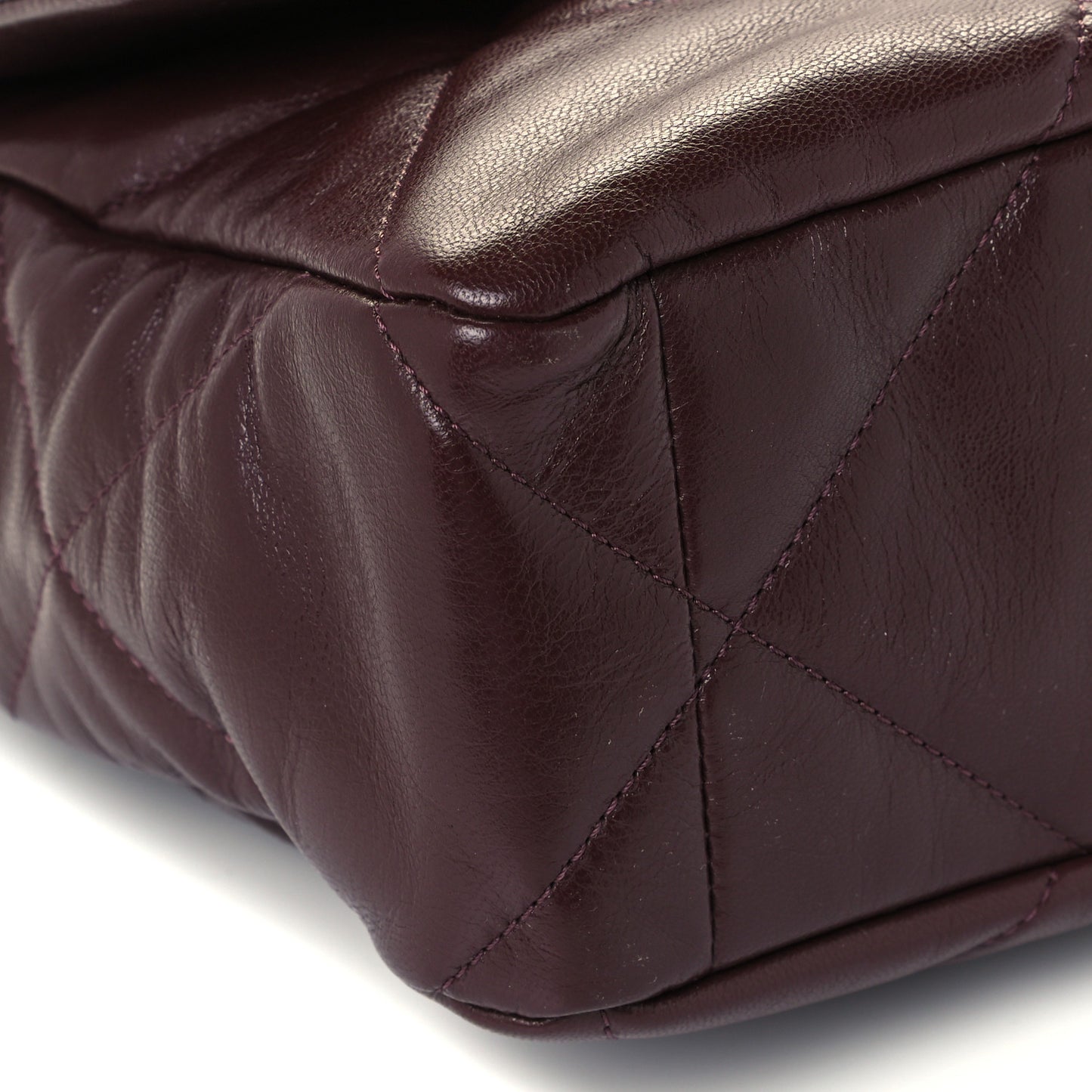 Shiny Goatskin Quilted Large Chanel 19 Flap Brown