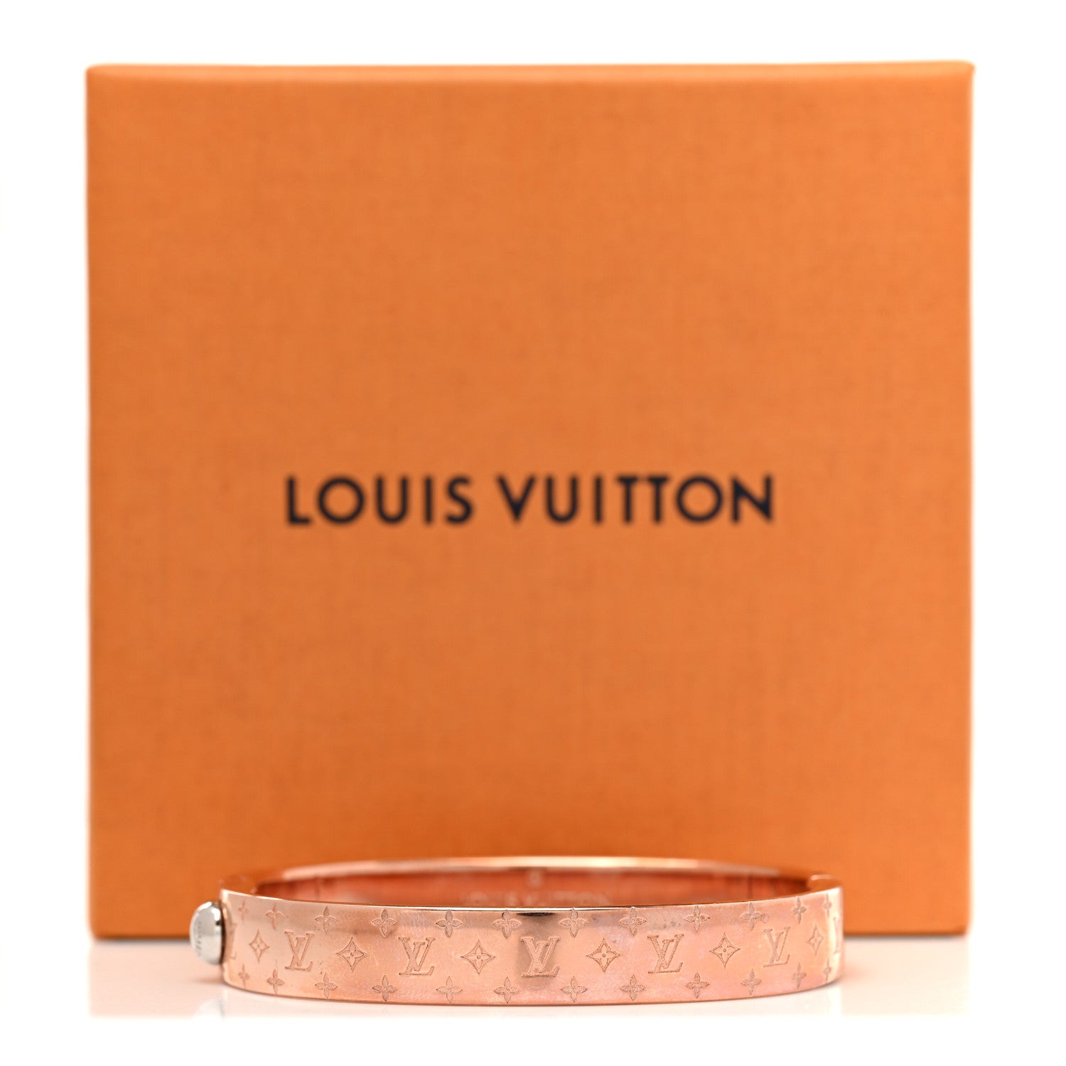 Louis Vuitton Brass Monogram Nanogram Cuff S Pink Gold 6 of 6