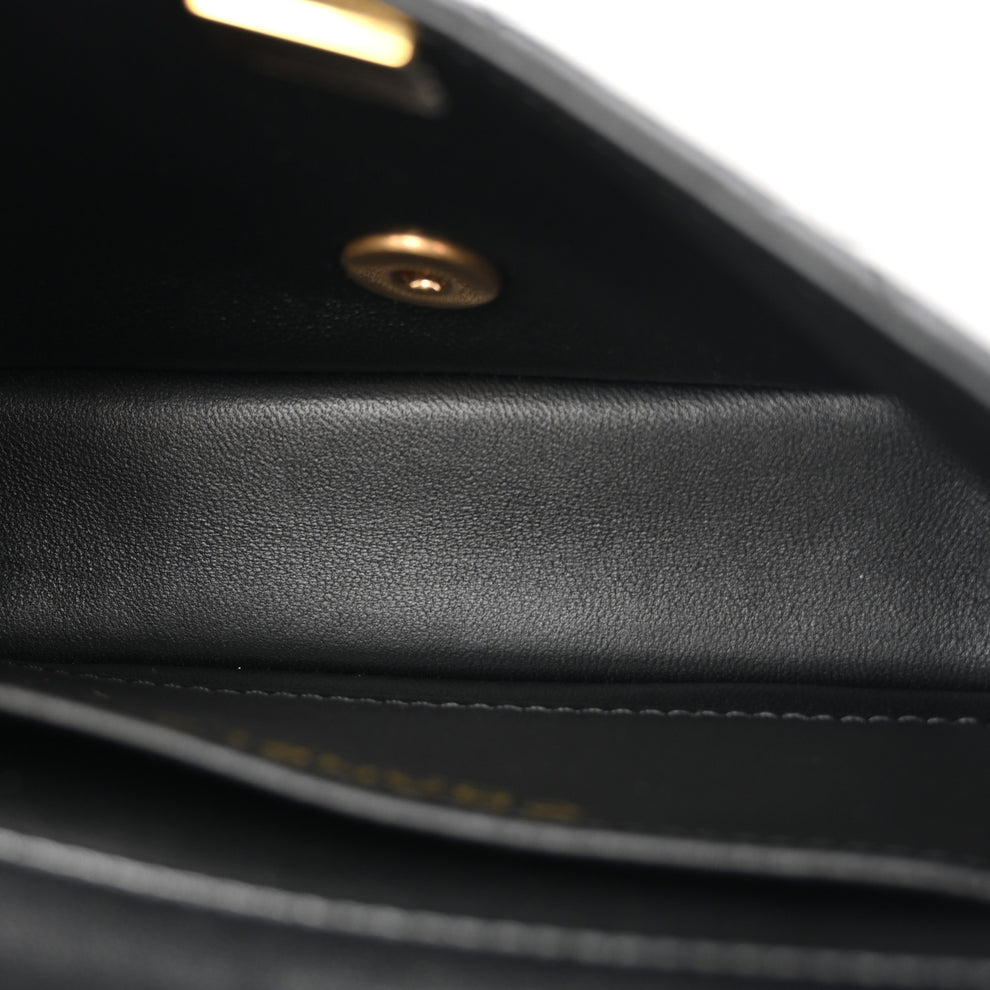 Chanel Shiny Lambskin Quilted Pearl Twist Mini Square Flap Black ...