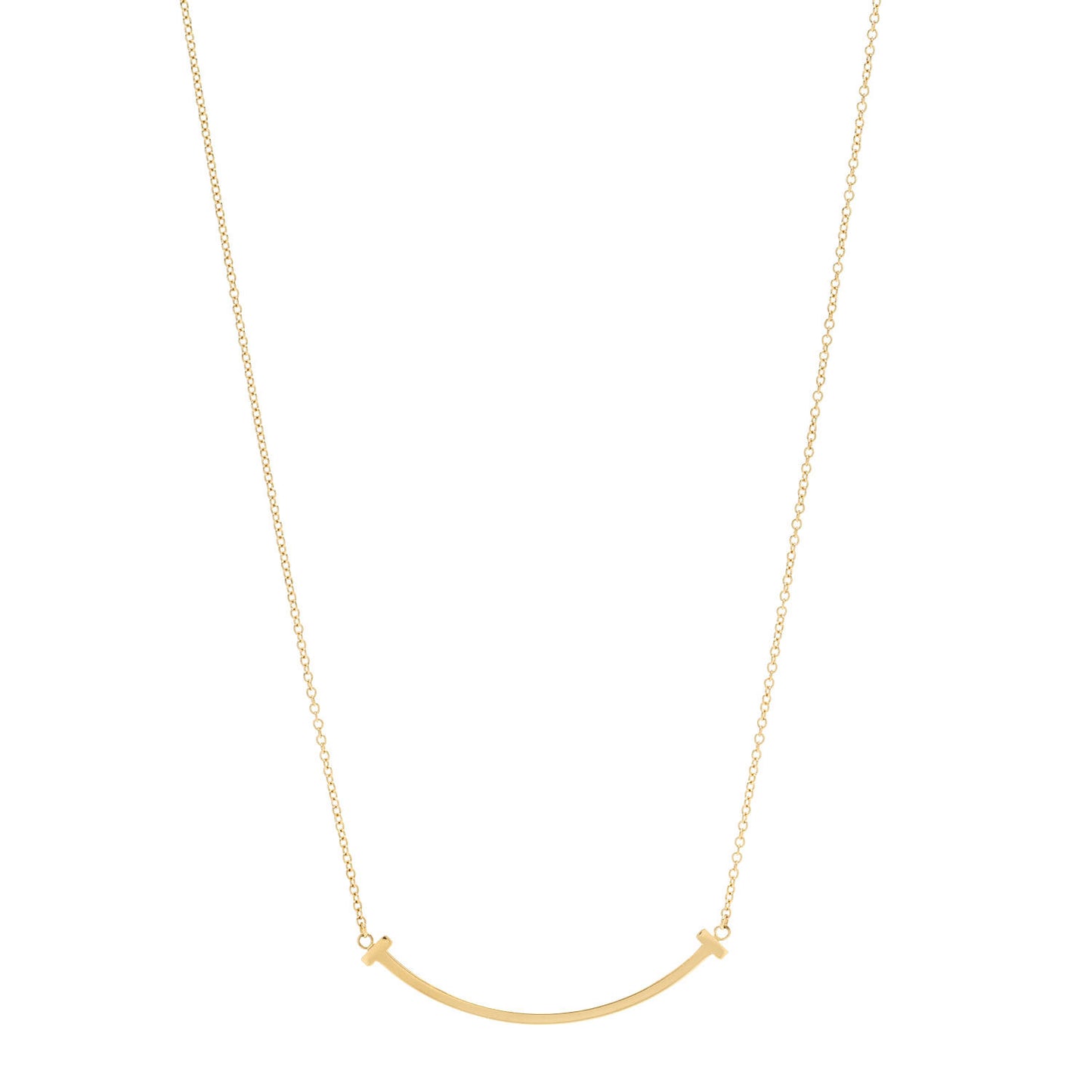 18K Yellow Gold Small T Smile Pendant Necklace