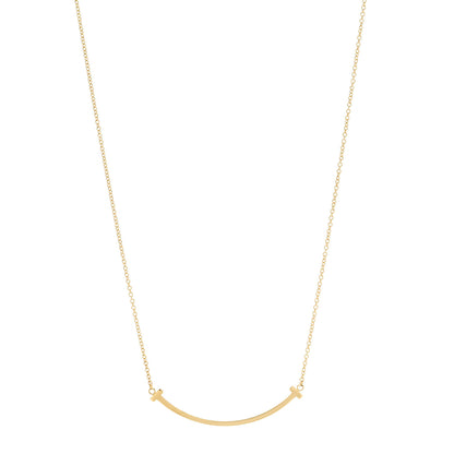 Tiffany 18K Yellow Gold Small T Smile Pendant Necklace 1 of 5