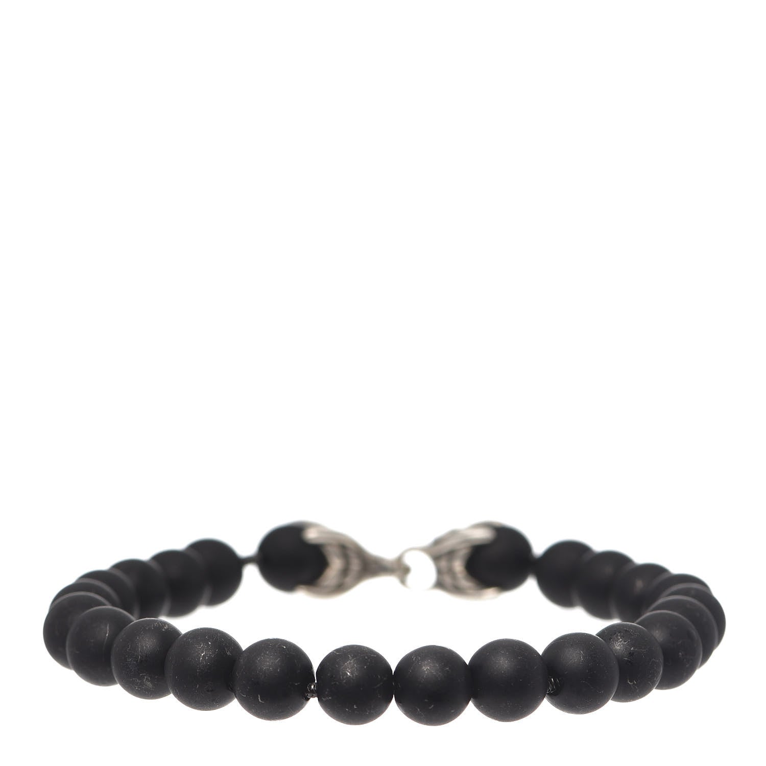 David Yurman Sterling Silver Black Onyx 8mm Spiritual Beads Bracelet 1 of 4