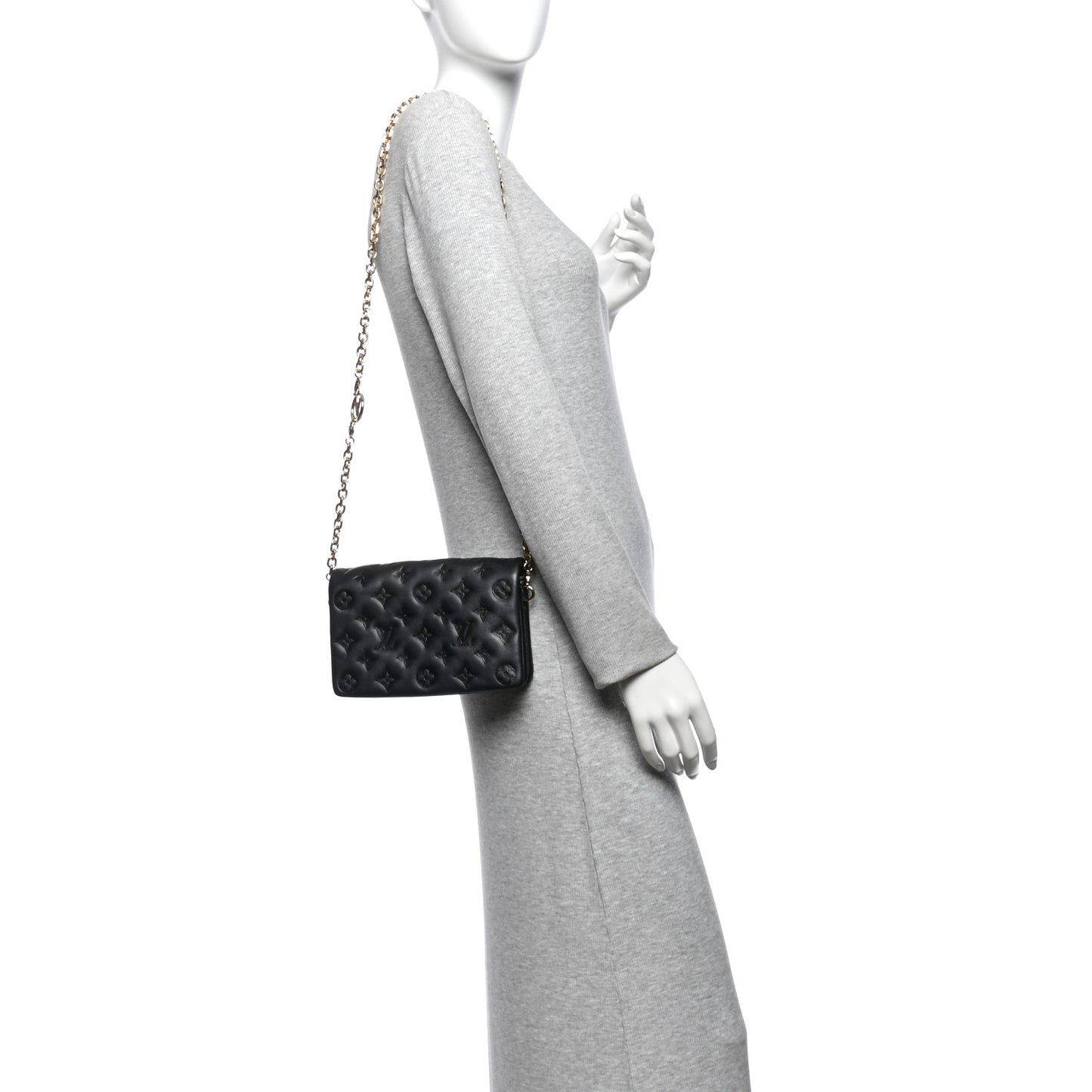 Lambskin Embossed Monogram Pochette Coussin Black