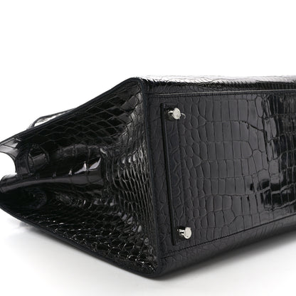 Hermes Shiny Porosus Crocodile Birkin Sellier 35 Black 9 of 16
