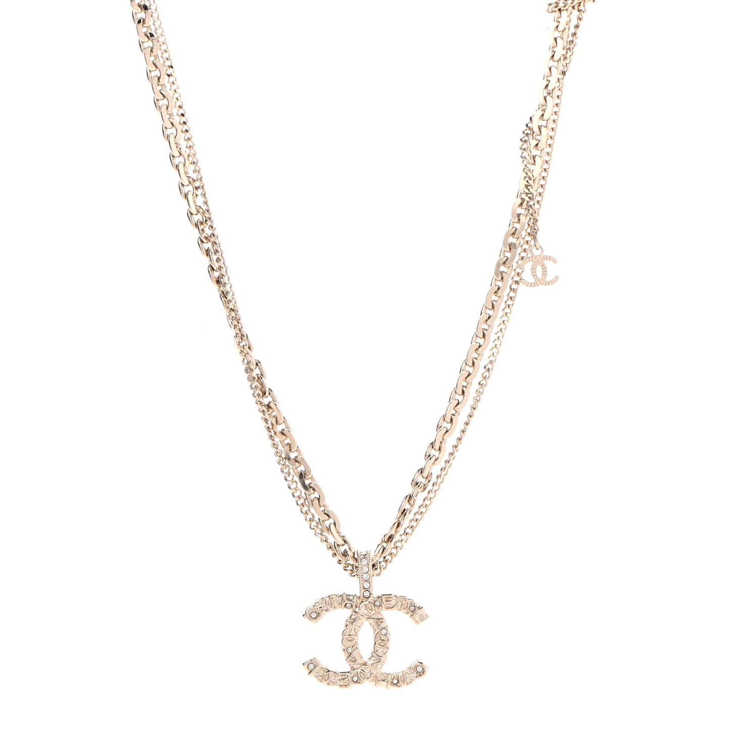 Crystal CC Multi Strand Chain Necklace Gold