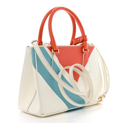 Prada X ALEX DA CORTE Saffiano Special Edition Small Galleria Double Zip Tote White Arancio 3 of 10