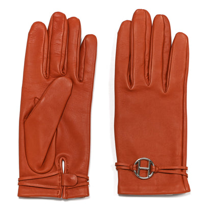 Hermes Lambskin Gloves Orange 2 of 5