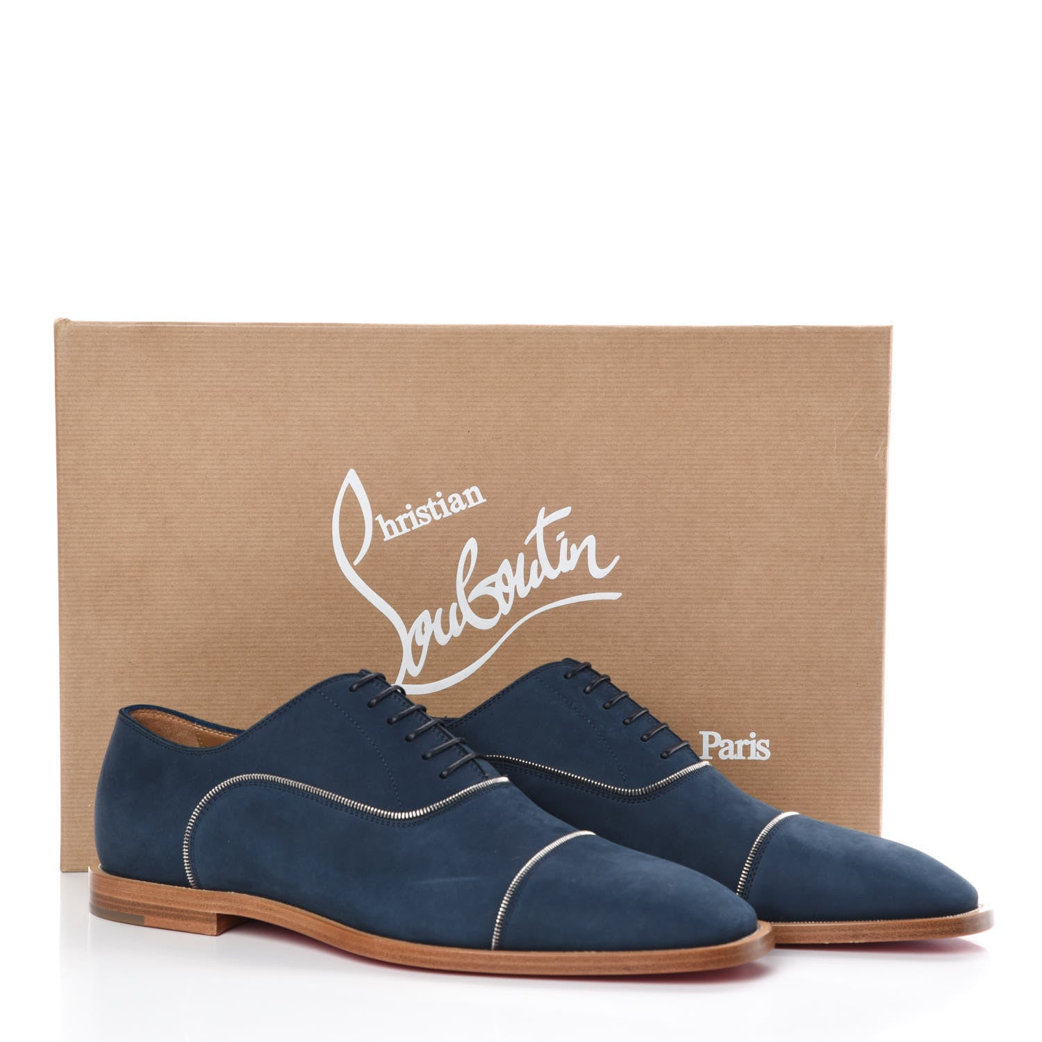 Christian Louboutin Calfskin Nubuck Mens Greggo Flat Oxfords 40.5 Navy 11 of 11