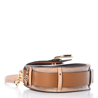 Chloe Calfskin Crocodile Embossed Small Tess Bag Nut 5 of 13