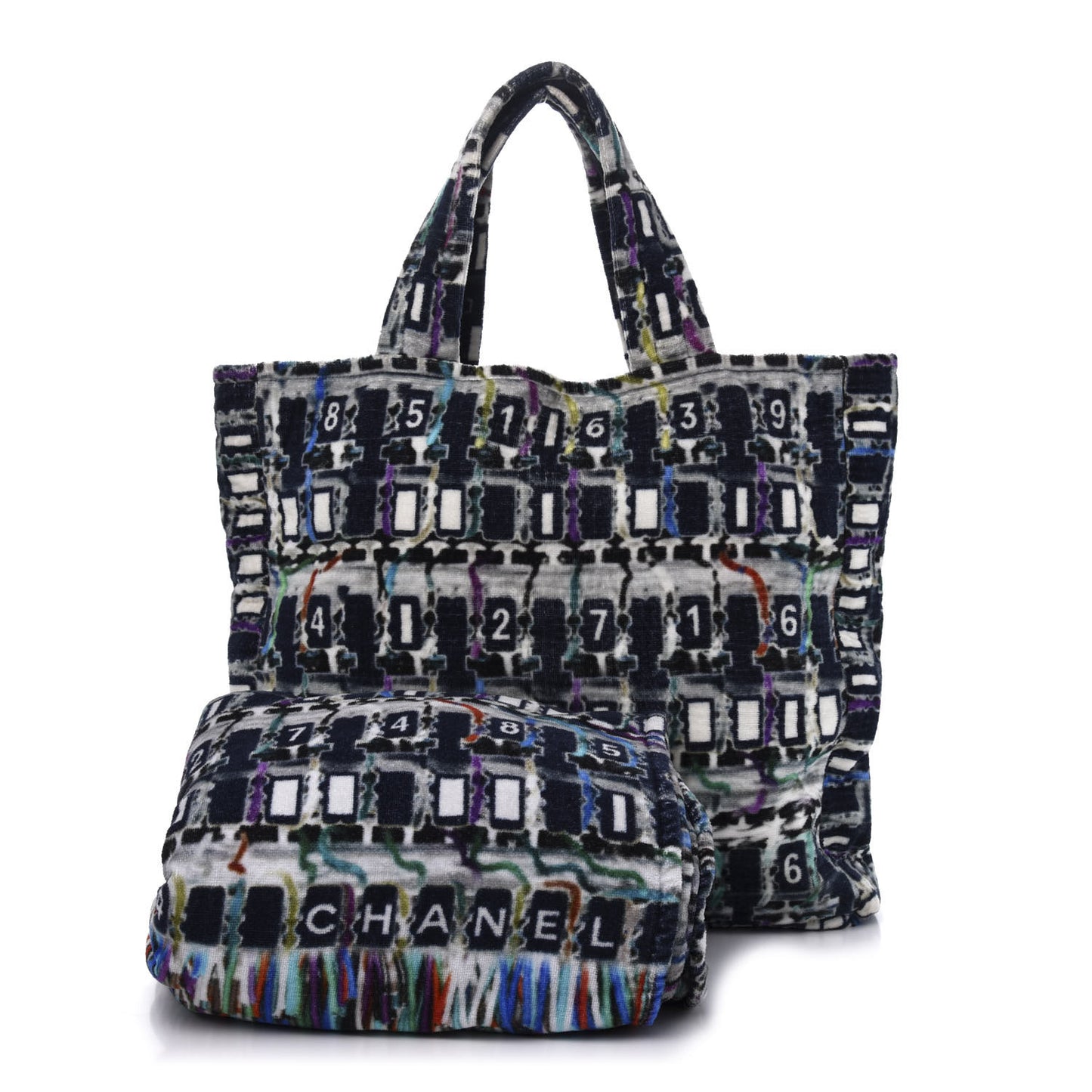 Terry Cotton Beach Tote Towel Set Multicolor