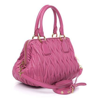 Miu Miu Nappa Matelasse Bauletto Top Handle Bowler Loto 4 of 16