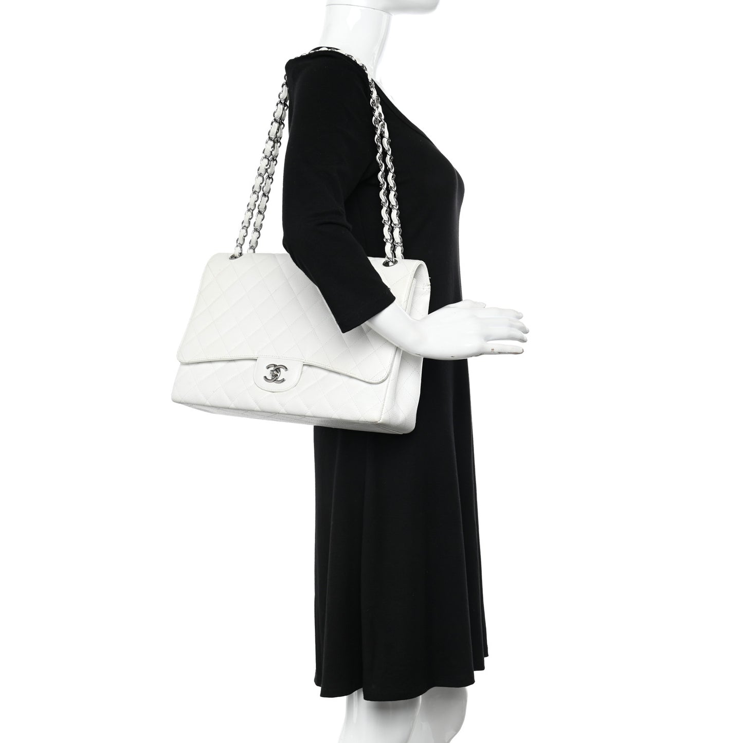 Caviar Quilted Maxi Single Flap White