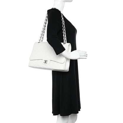 Chanel Caviar Quilted Maxi Single Flap White 2 of 18
