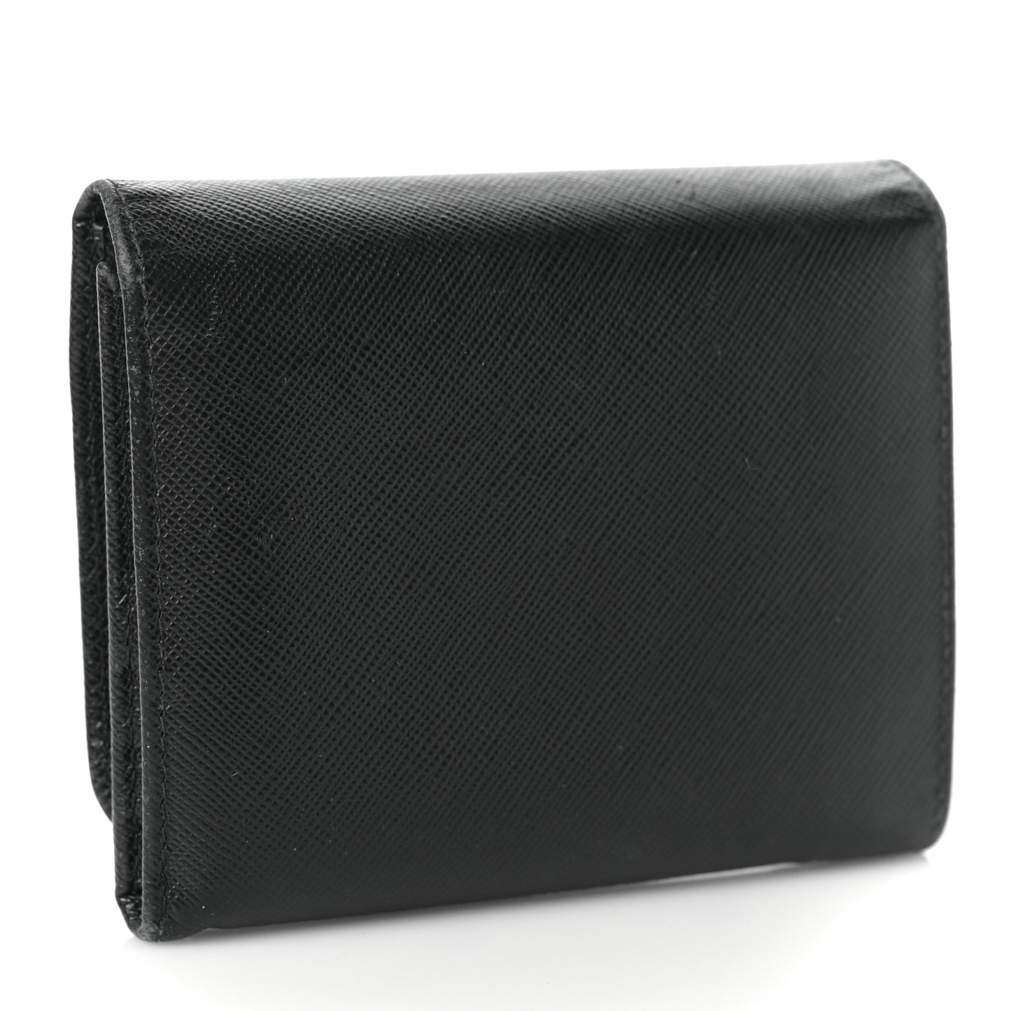 Saffiano Metal Tri-Fold Wallet Black