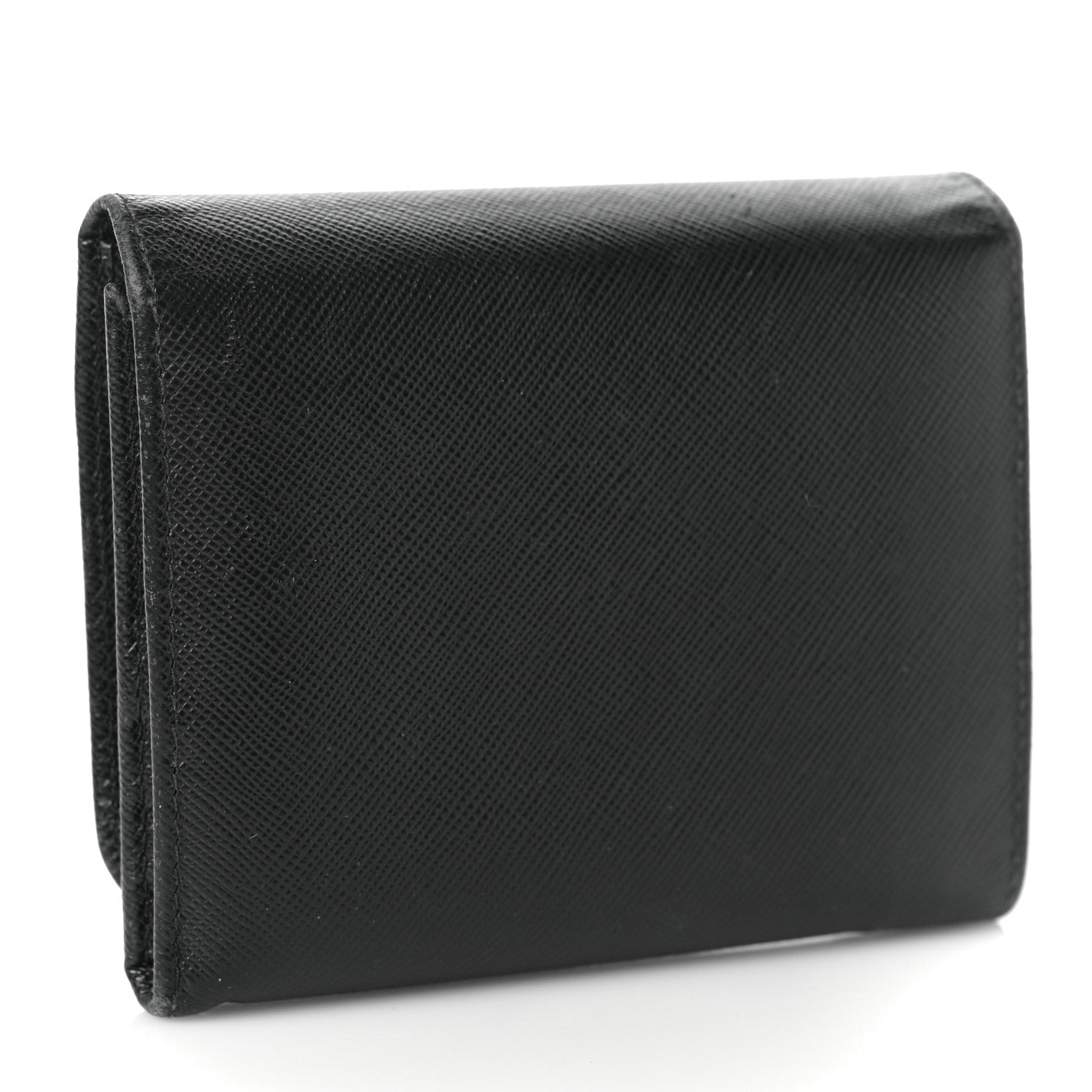 Prada Saffiano Metal Tri-Fold Wallet Black 3 of 8