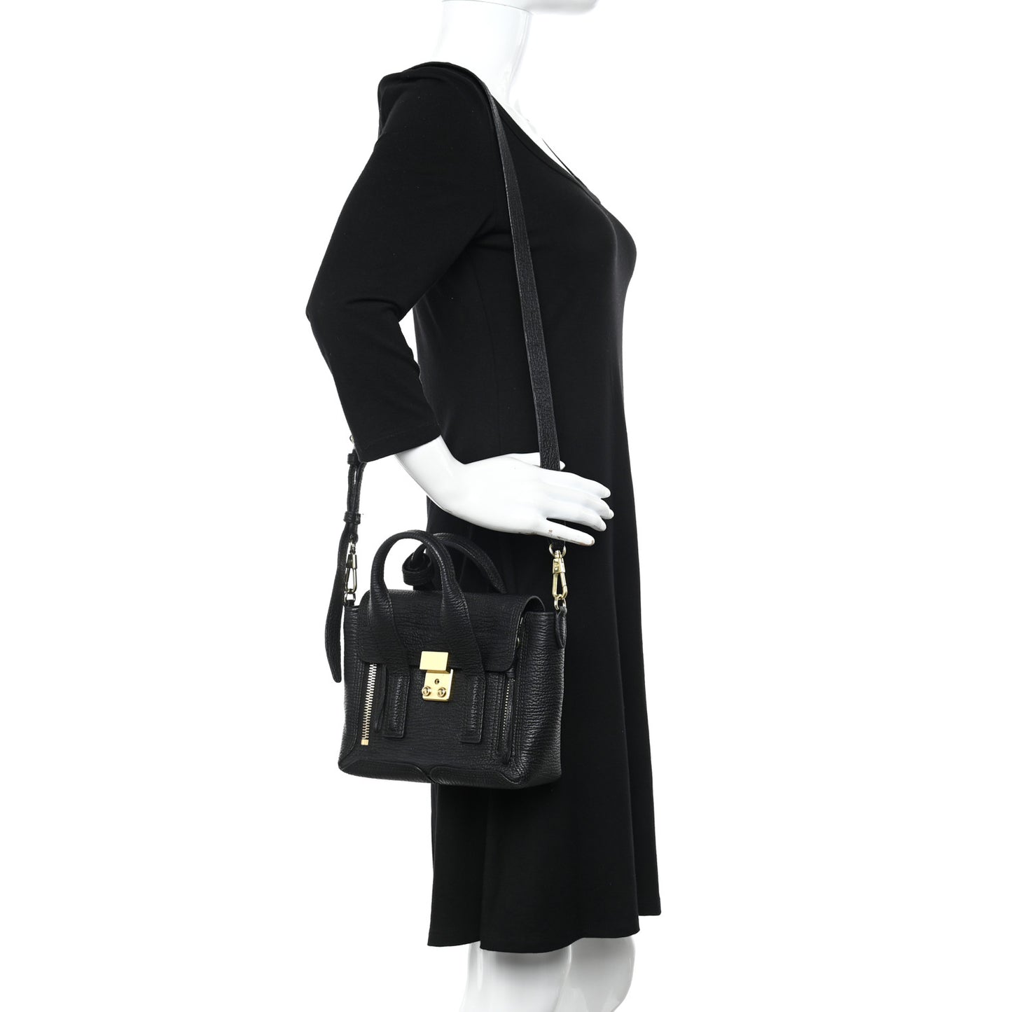 Textured Calfskin Mini Pashli Satchel Black