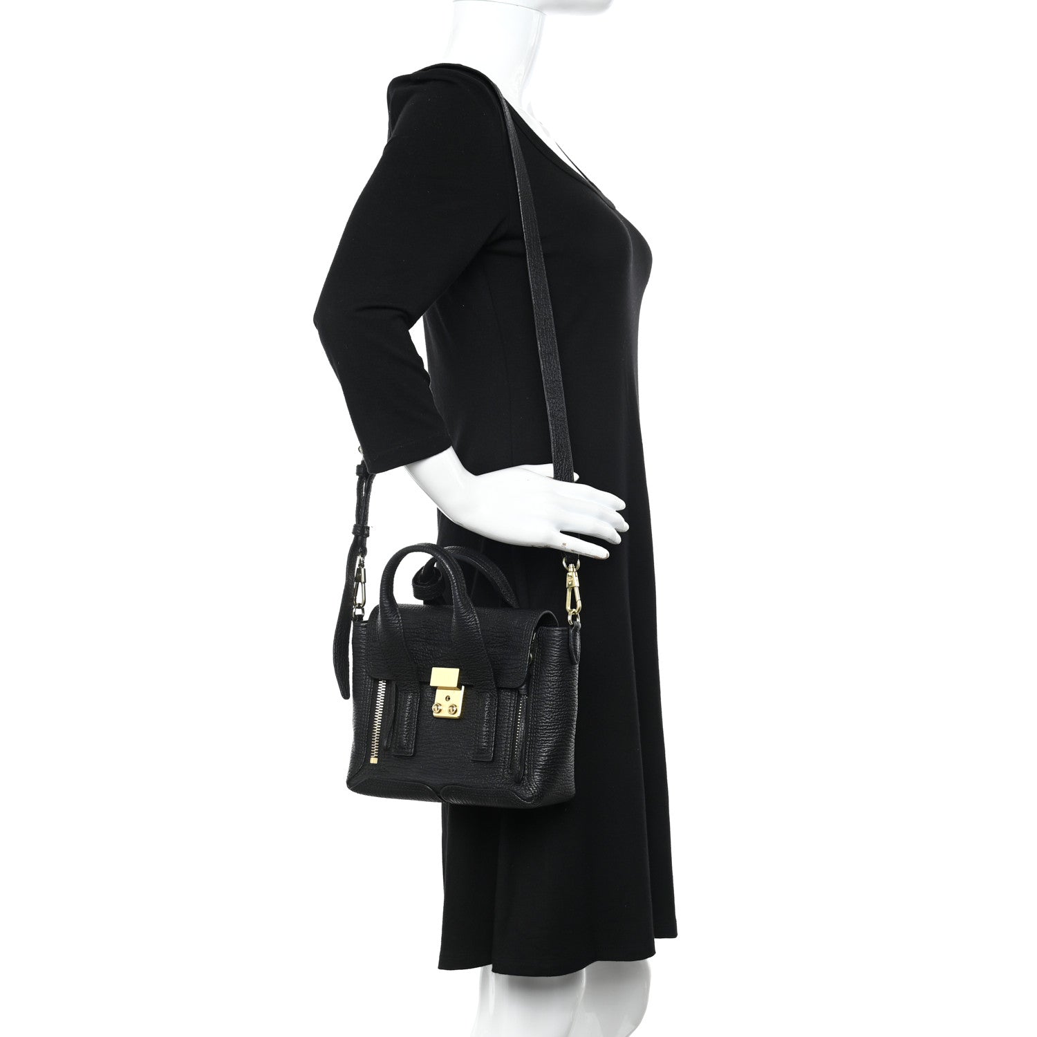 3.1 Phillip Lim Textured Calfskin Mini Pashli Satchel Black 2 of 9