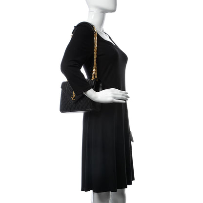 Saint Laurent Grain De Poudre Textured Mixed Matelasse Triquilt Medium Monogram Satchel Black 3 of 9
