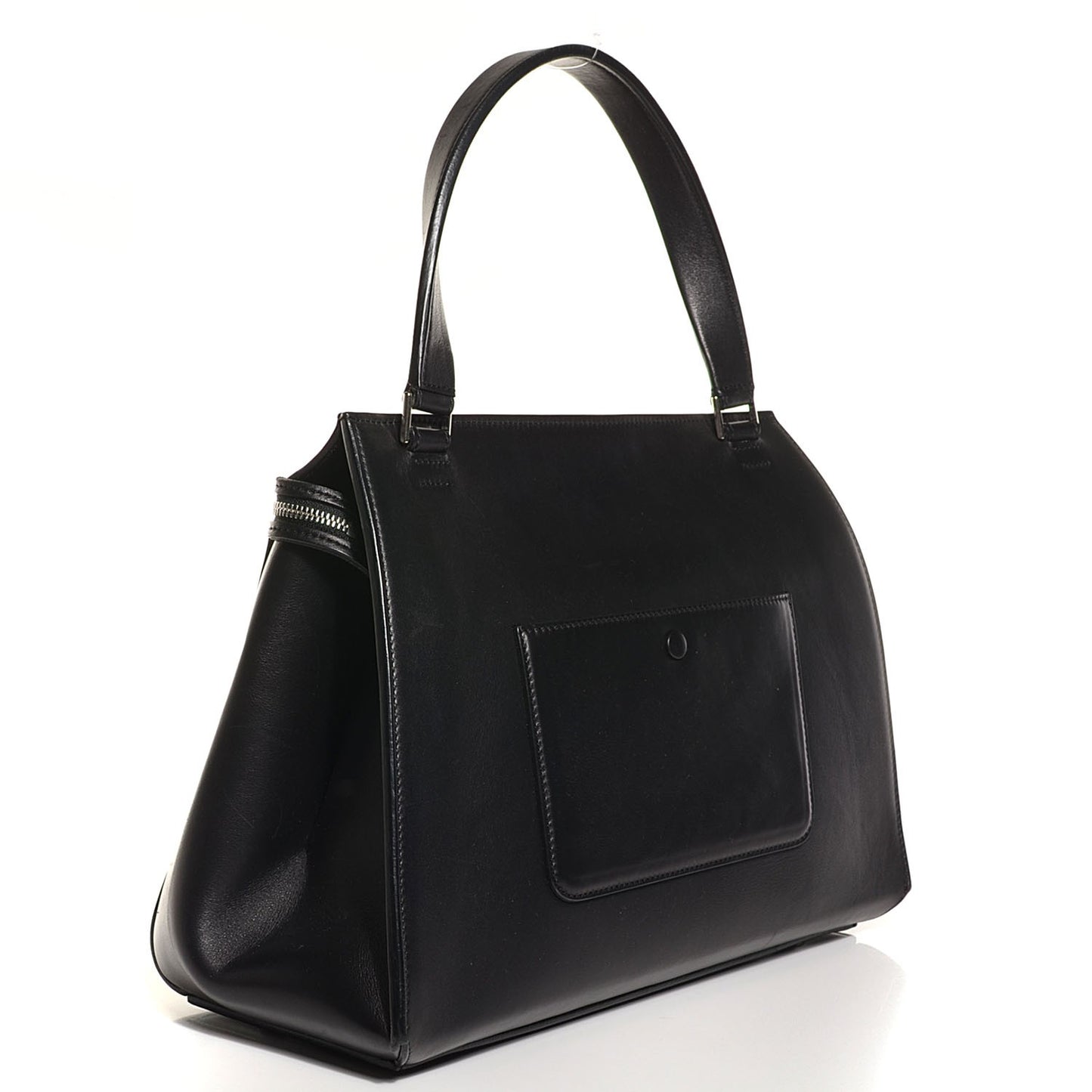 Supple Calfskin Medium Bi-Color Edge Shoulder Bag Emerald