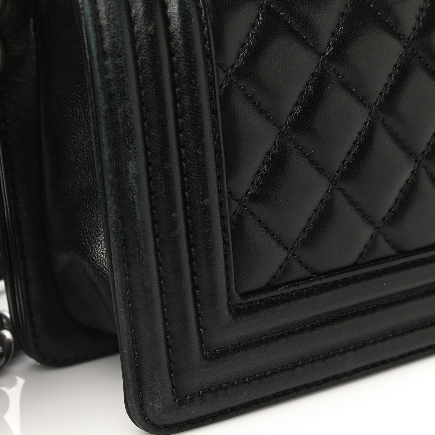 Lambskin Quilted Small Boy Flap Black