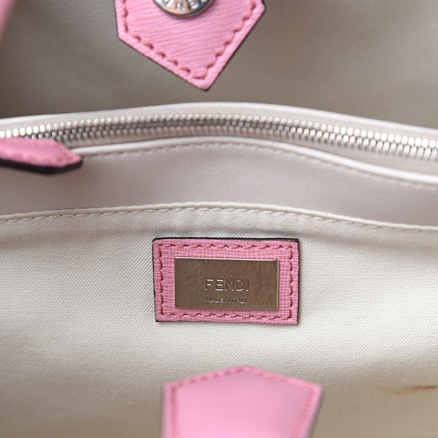 Fendi Vitello Elite Flamingo Mink Monster Charm Petite 2Jours Tote Pink Multicolor 6 of 16