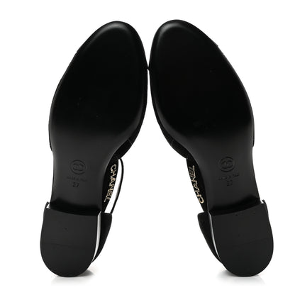 Chanel Suede Grosgrain Cap Toe CC Mary Jane Flats 37 Black 5 of 9