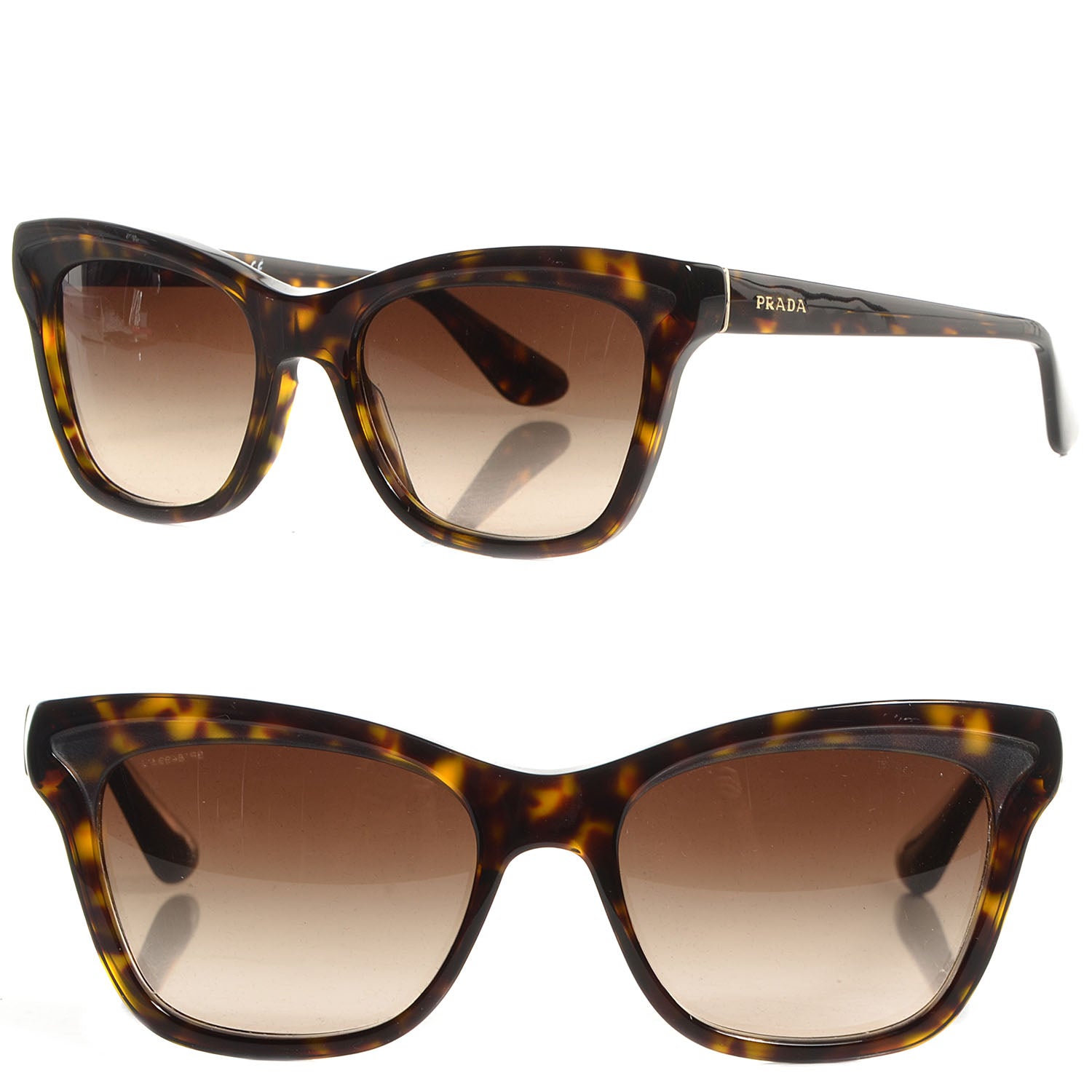 Prada Tortoise Shell Cat Eye Sunglasses SPR 16P Brown 1 of 5