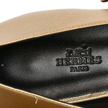 Hermes Metallic Goatskin Jane Ballet Flats 39.5 Dore 8 of 9