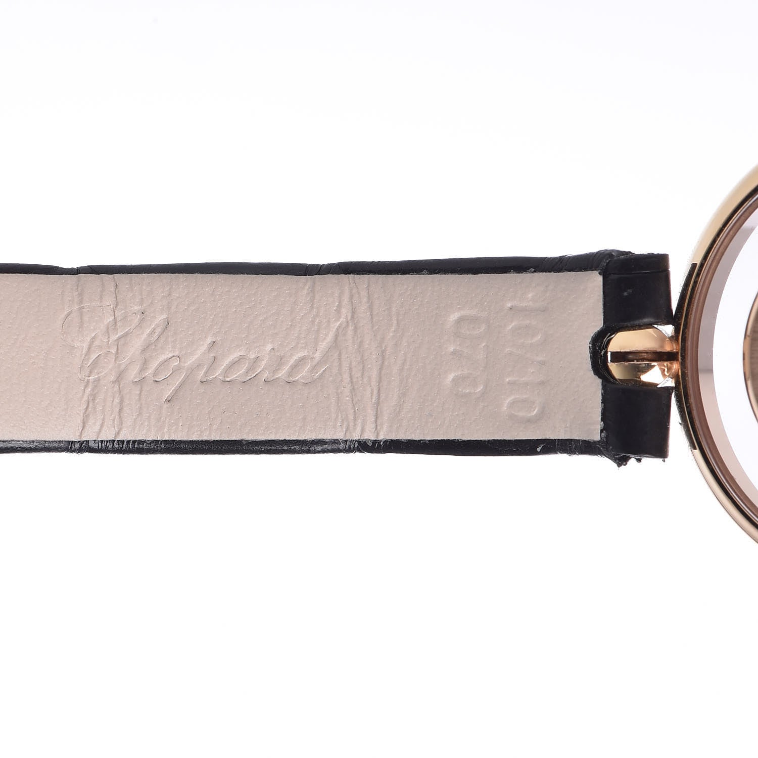 Chopard 18K Rose Gold Alligator 5 Diamond 25mm Happy Diamonds Quartz Watch 8 of 9