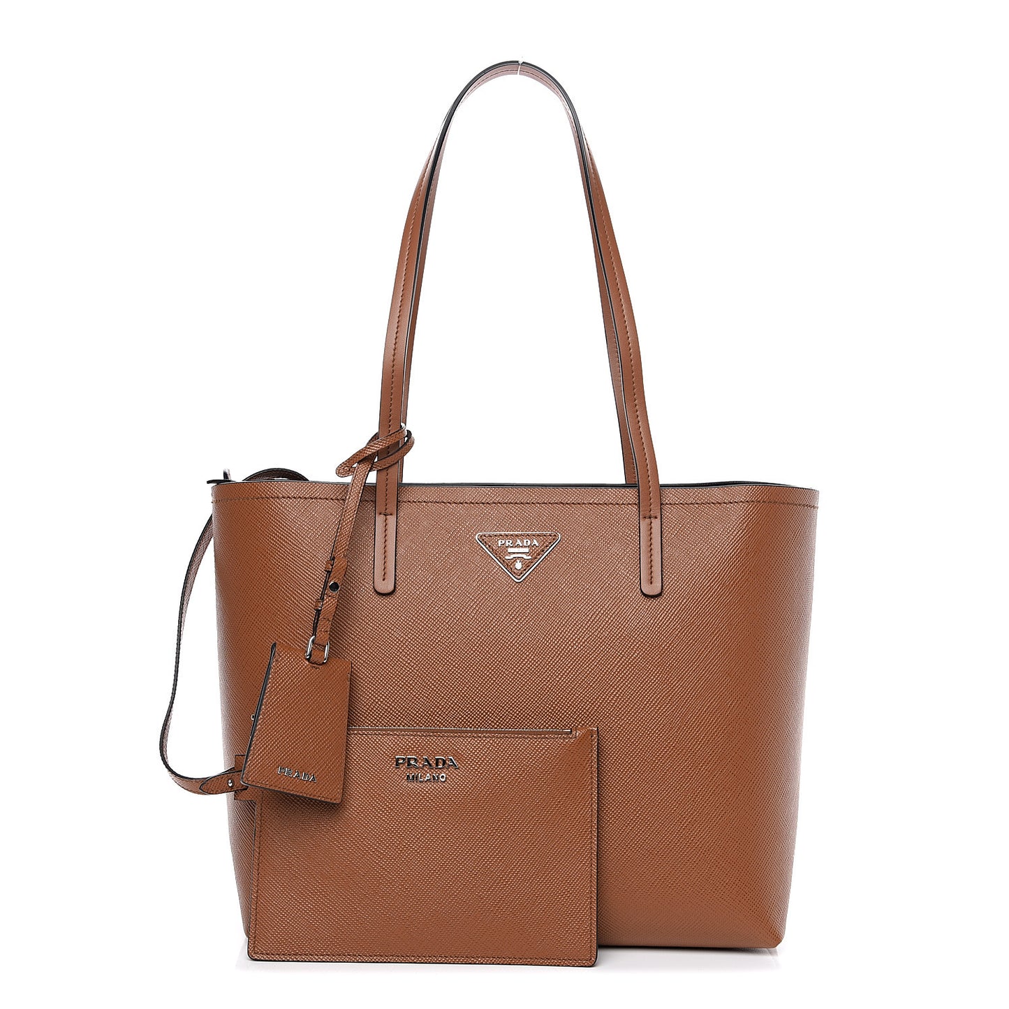 Saffiano Cuir Shopping Tote Cognac Black