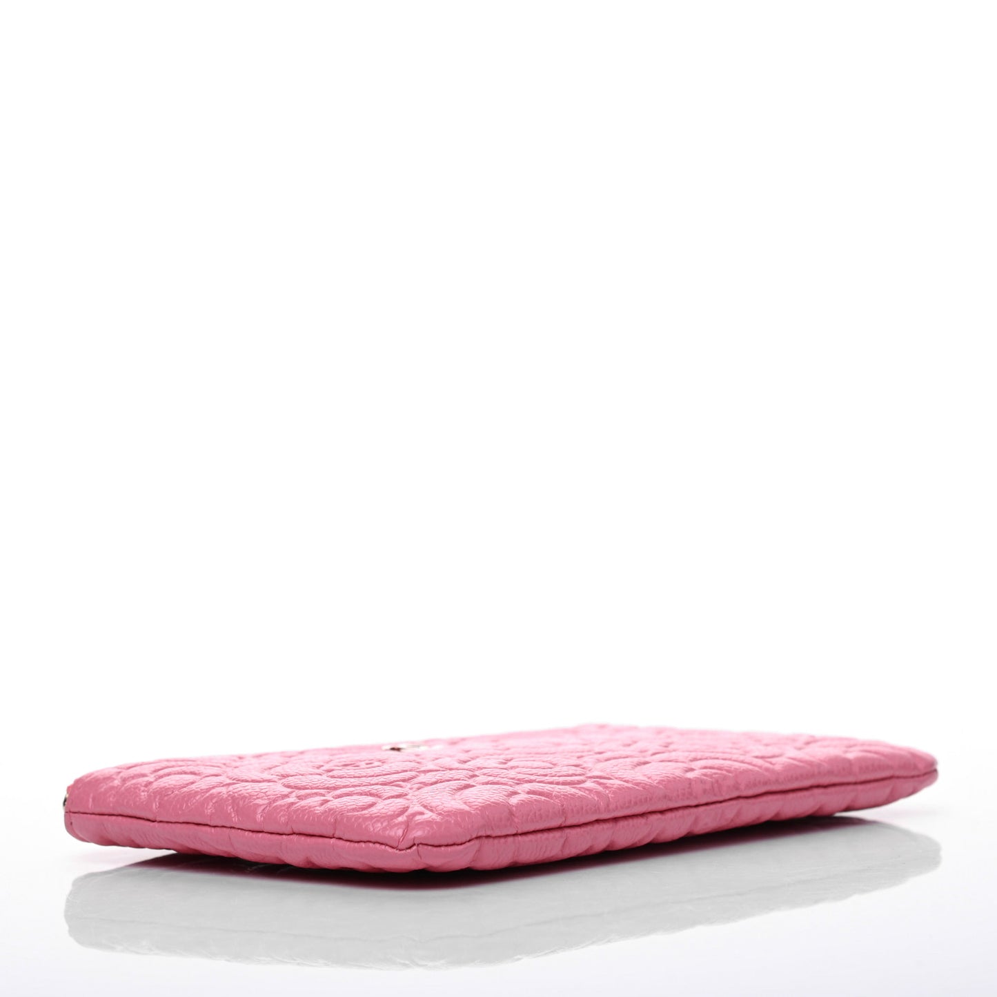 Caviar Camellia Embossed Cosmetic Pouch Pink