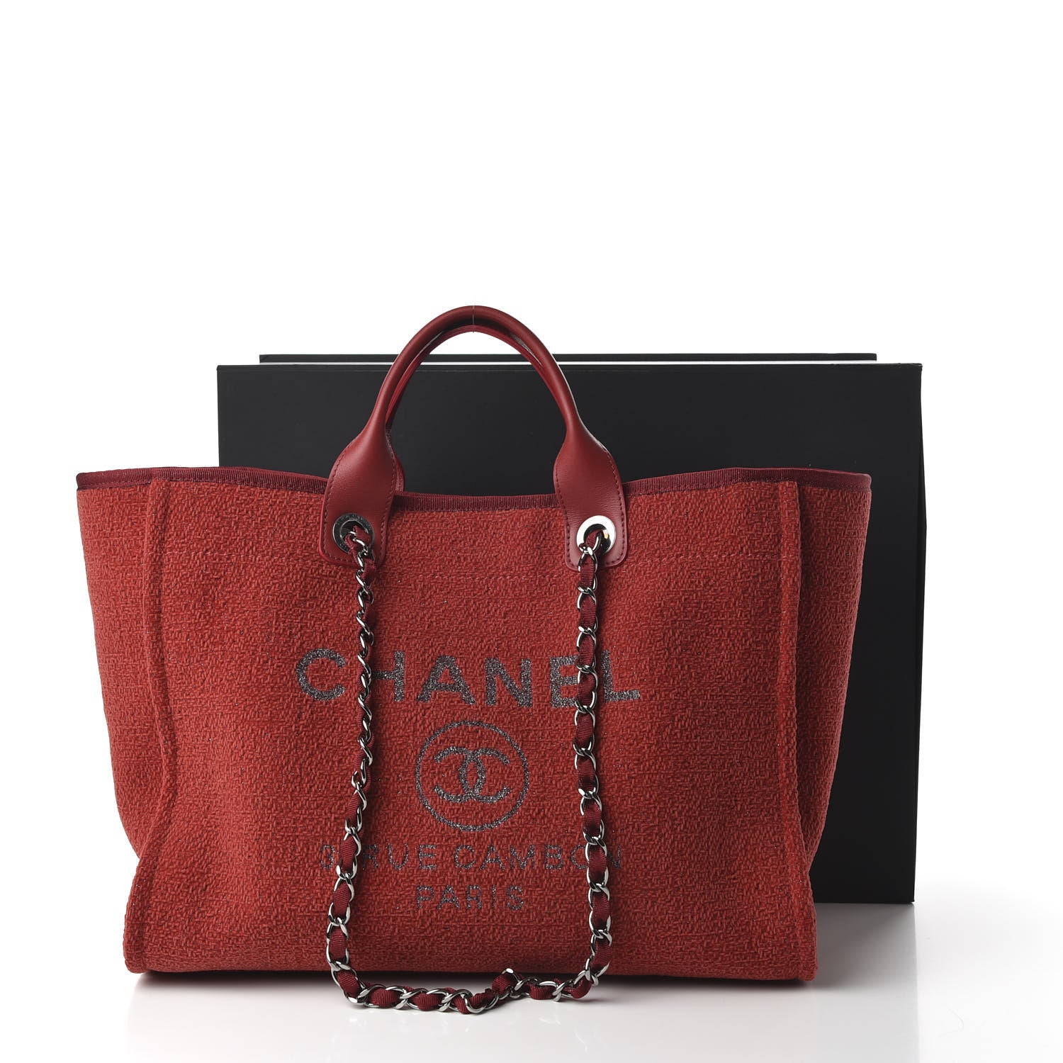 Chanel Lurex Boucle Medium Deauville Tote Red 12 of 12