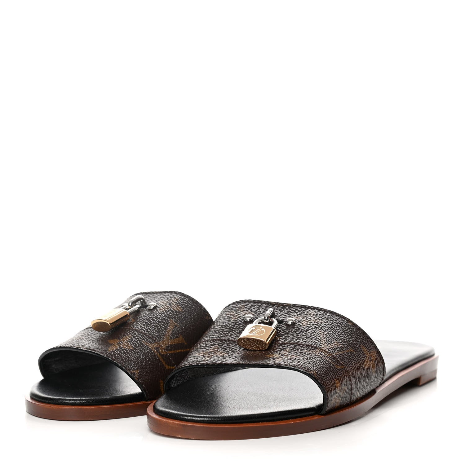 Louis Vuitton Monogram Lock It Flat Mules 40 Brown 3 of 12