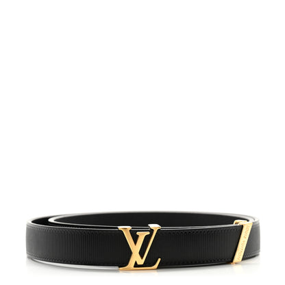 Louis Vuitton Calfskin Embossed LV Initiales 20mm Belt 75 30 Black 1 of 9