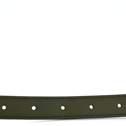 Gucci Azalea Calfskin Enamel Monochrome Double G 20mm Belt 75 30 Military Green 3 of 6