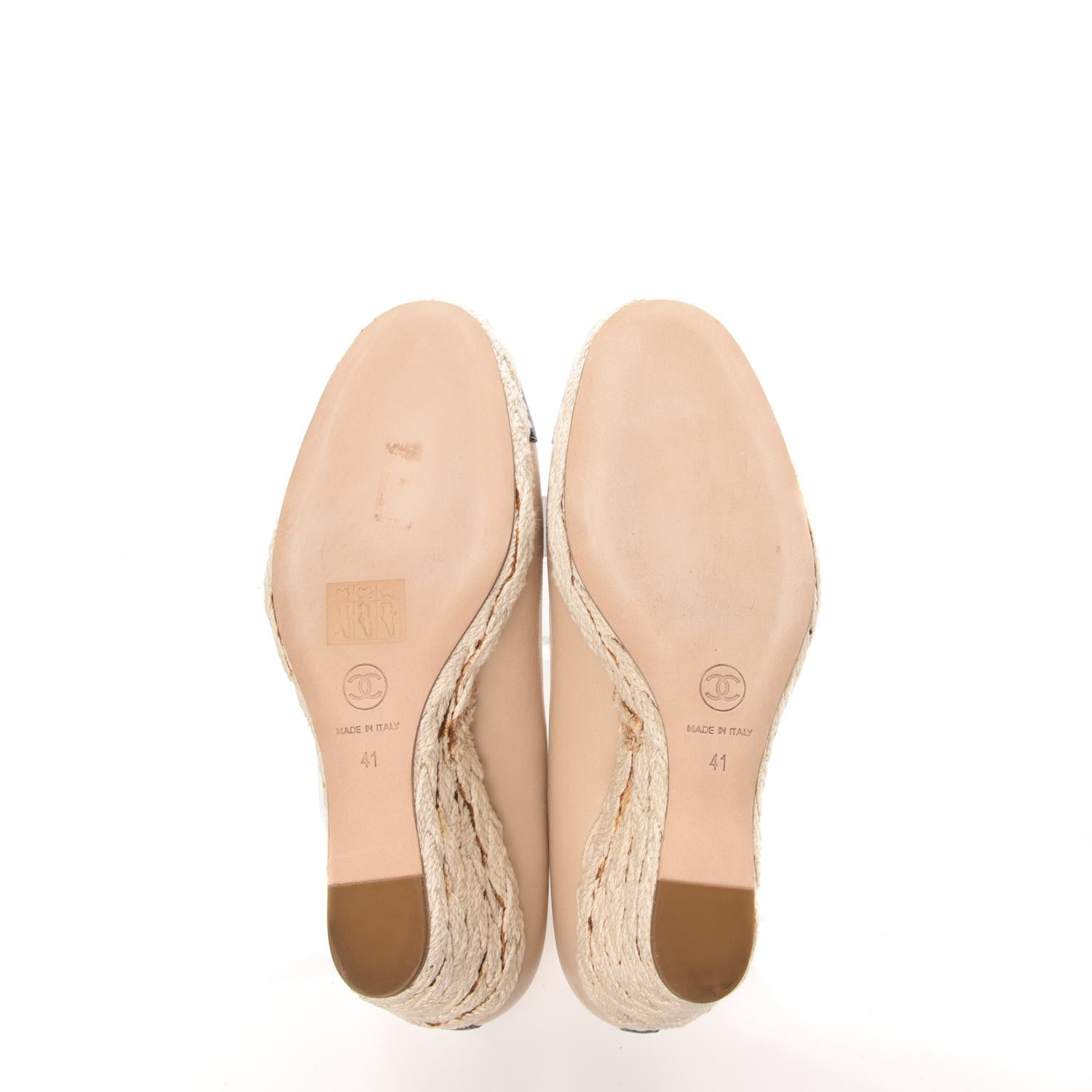 Chanel Lambskin Cap Toe CC Espadrille Wedge Pumps 41 Light Pink Black 5 of 11