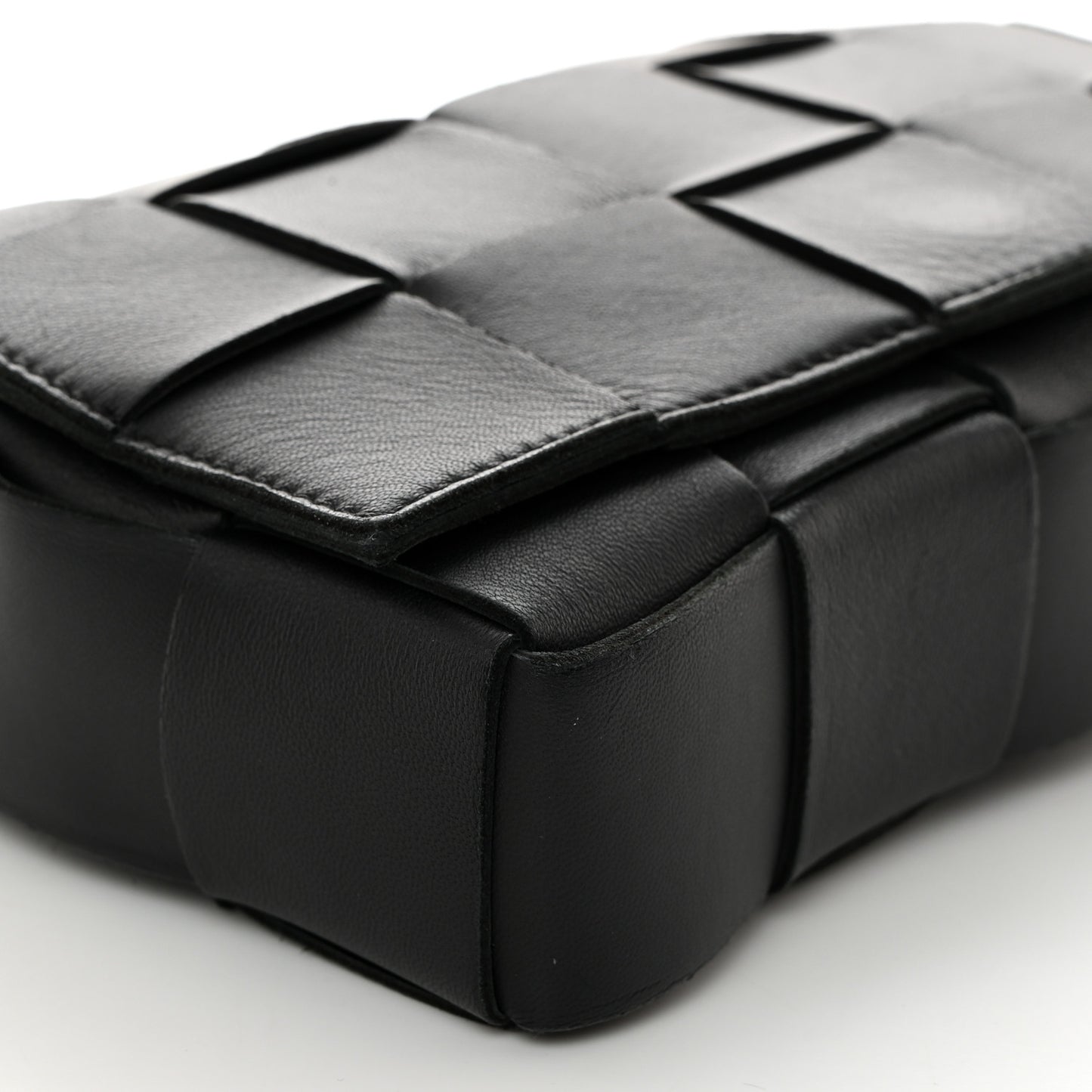 Lambskin Maxi Intrecciato Cassette Crossbody Bag Black