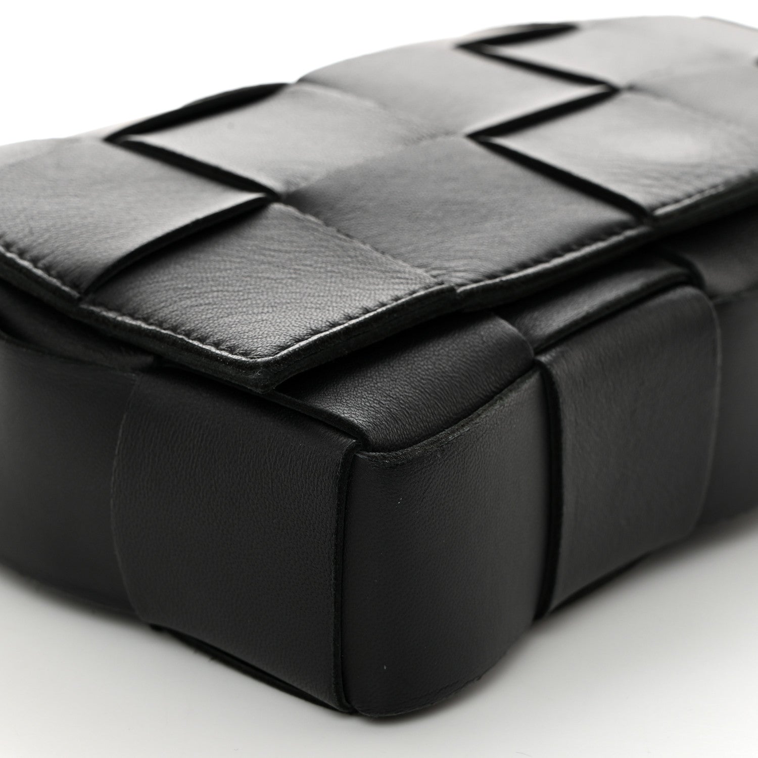 Bottega Veneta Lambskin Maxi Intrecciato Cassette Crossbody Bag Black 9 of 10