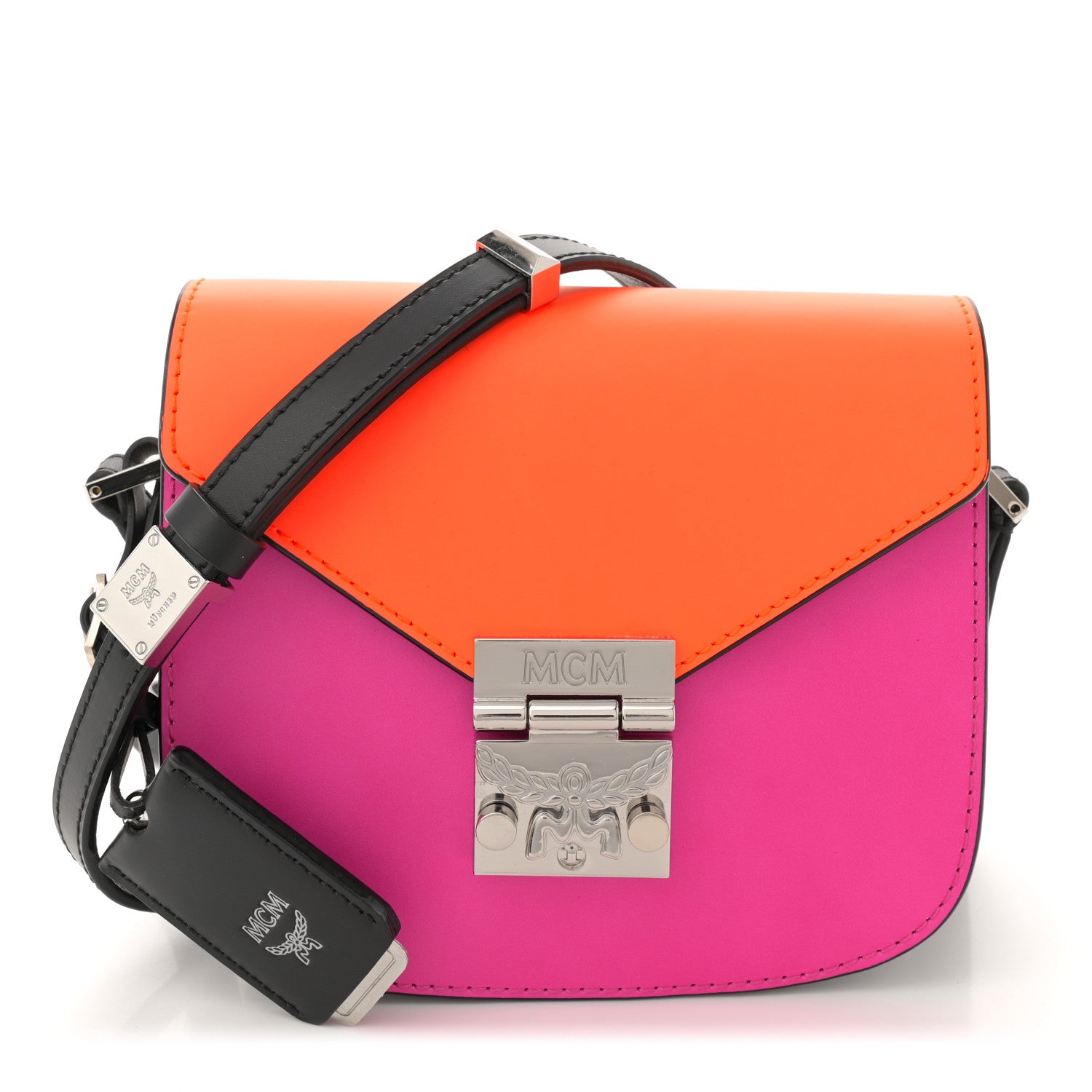 MCM Calfskin Mini Patricia Crossbody Bag Pink Orange Black 1 of 11