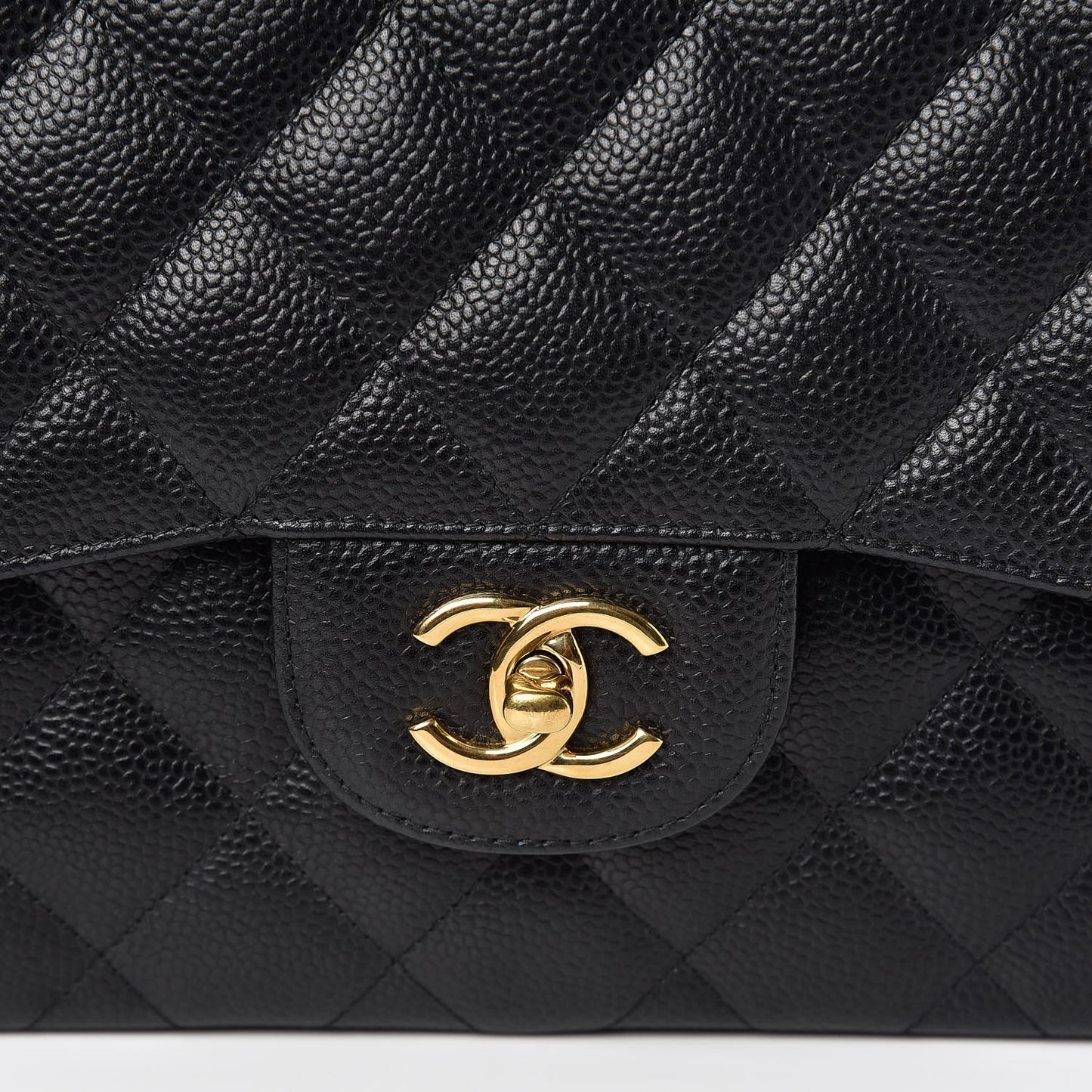 Caviar Quilted Jumbo Double Flap Black