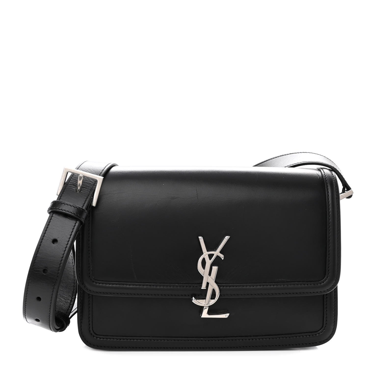 Saint Laurent Box Calfskin Monogram Medium Solferino Satchel Black 1 of 12