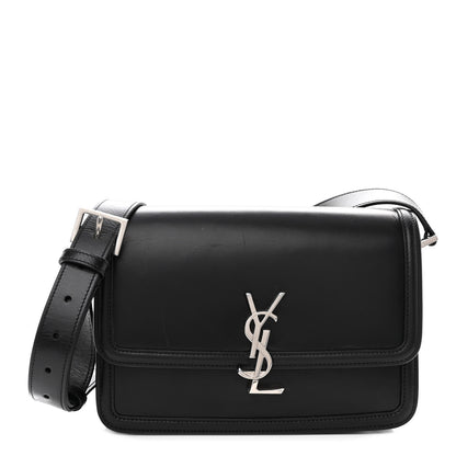 Saint Laurent Box Calfskin Monogram Medium Solferino Satchel Black 1 of 12